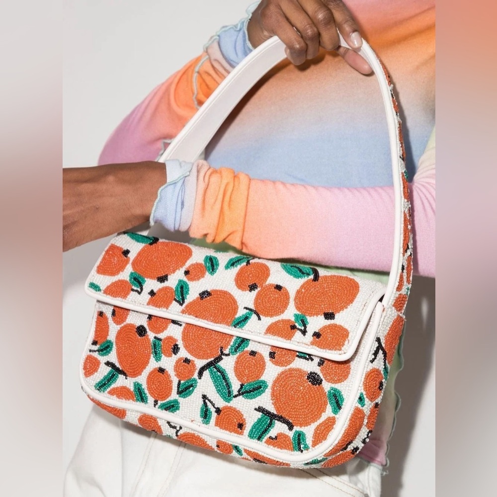 NWT STAUD Tommy Beaded Shoulder Bag Oranges Limited Edition - Picture 2 of 14